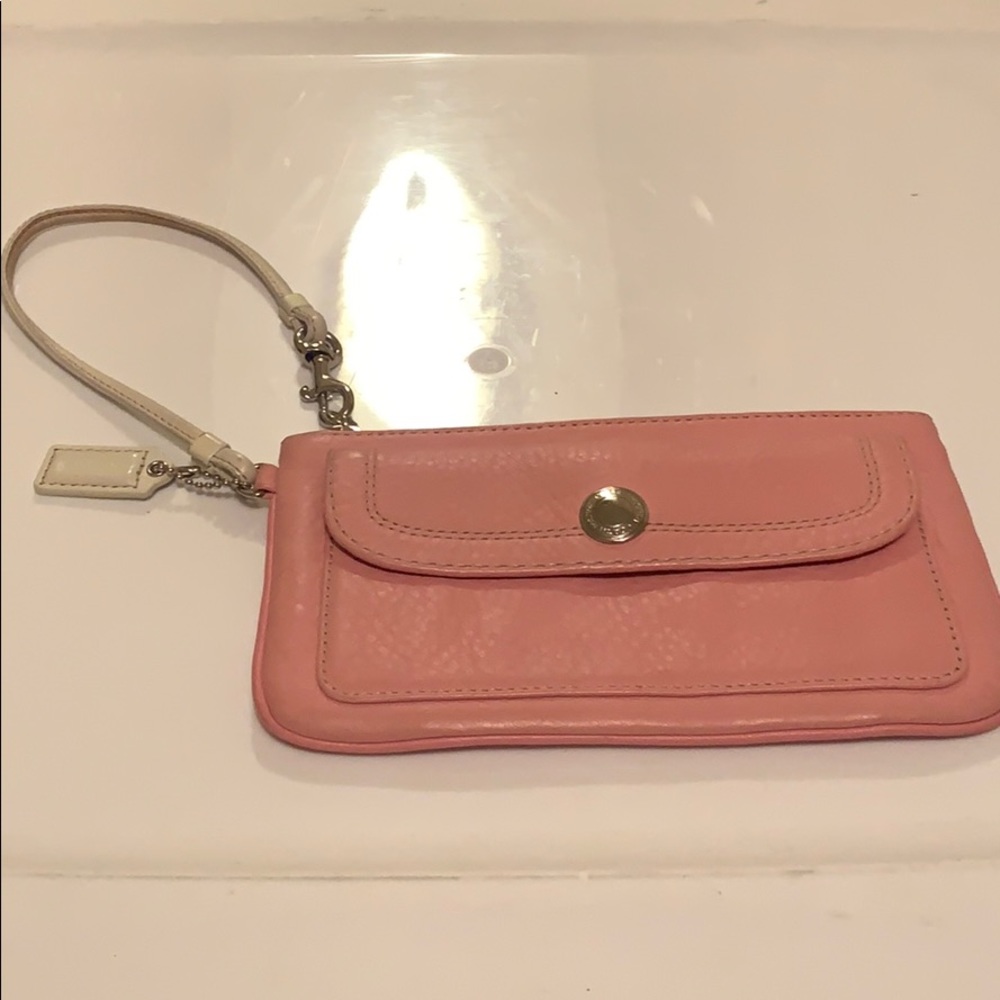 Coach pink leather wristlet